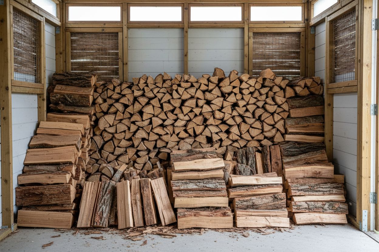 Bois d’allumage bien stocké à l’abri de l’humidité