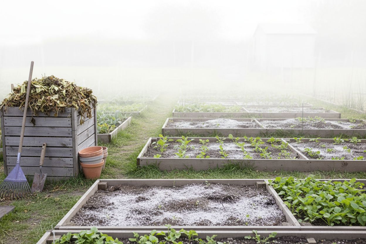 Cendre de bois dans un potager