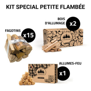 Kit Flambée Plaisir – 15 Fagotins 25 L + Bois d’Allumage + Allume-Feu